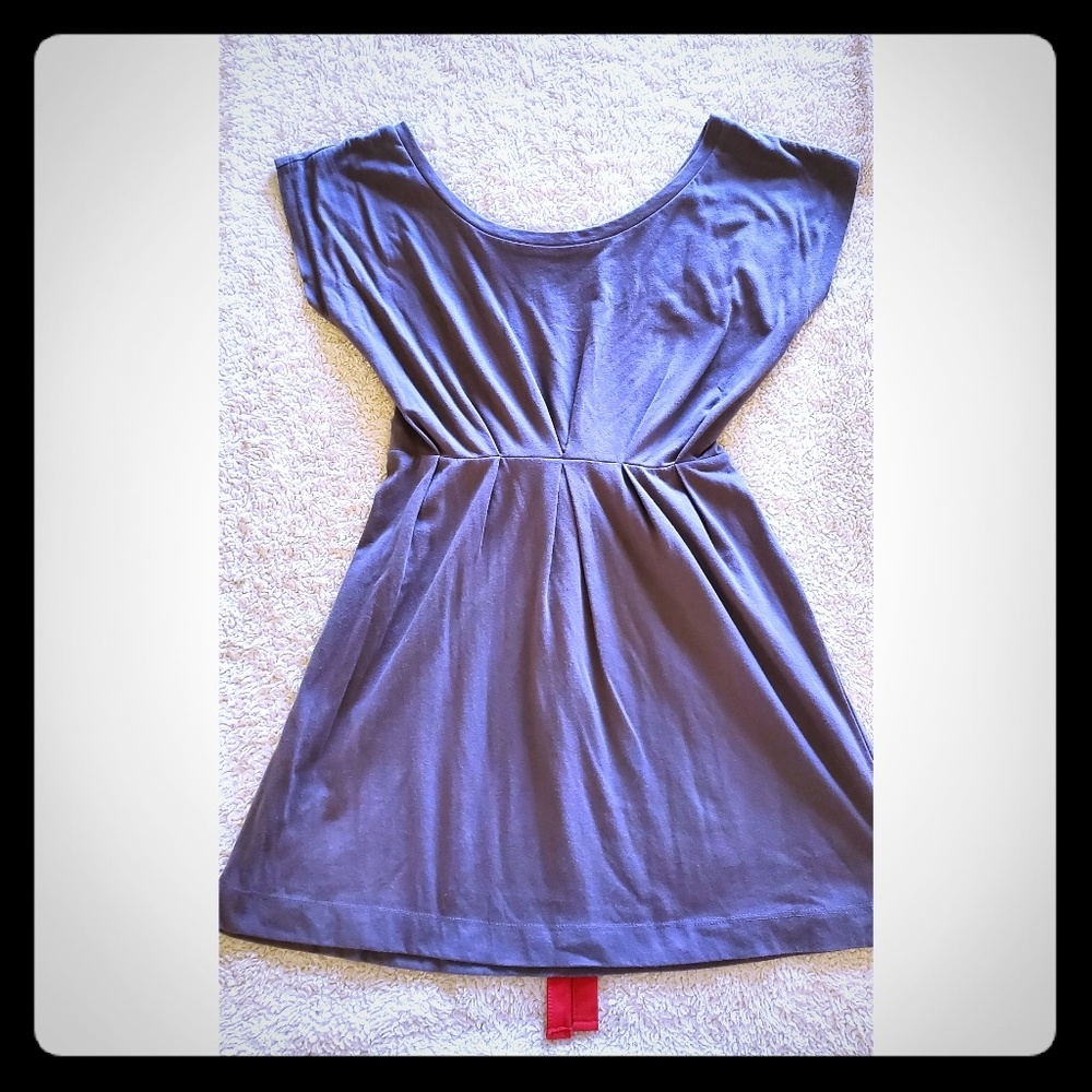 Sweet Gray Mini Dress w/ Red Tie